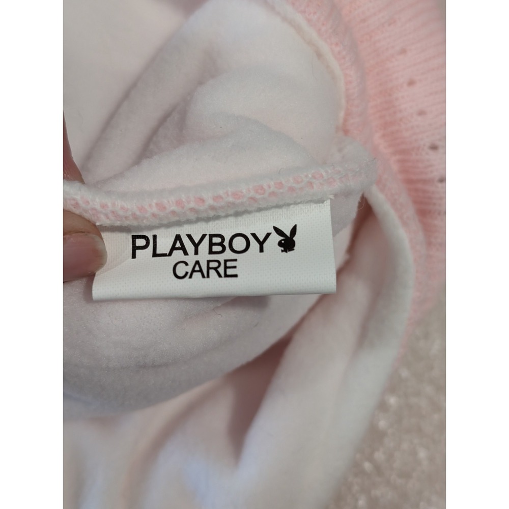 PLAYBOY BUNNY Pink Laplander Lined Beanie CAP With Pk/Bk Pom Pom Women's - Picture 4 of 6